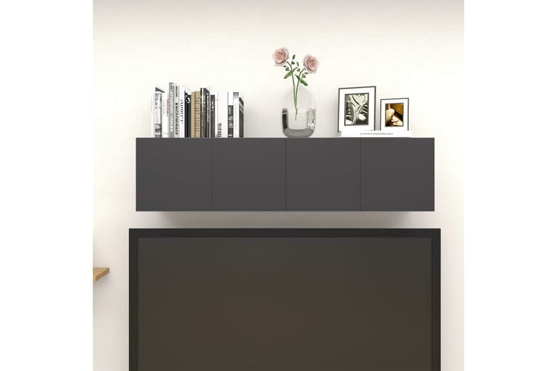 Väggmonterade tv-skåp 4 st grå högglans 30,5x30x30 cm - Grå - Alla Möbler - Förvaring - Tv bänkar