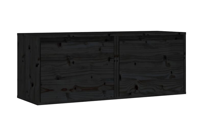 Väggskåp 2 st 45x30x35 cm massiv furu svart - Svart - Alla Möbler - Förvaring - Tv bänkar