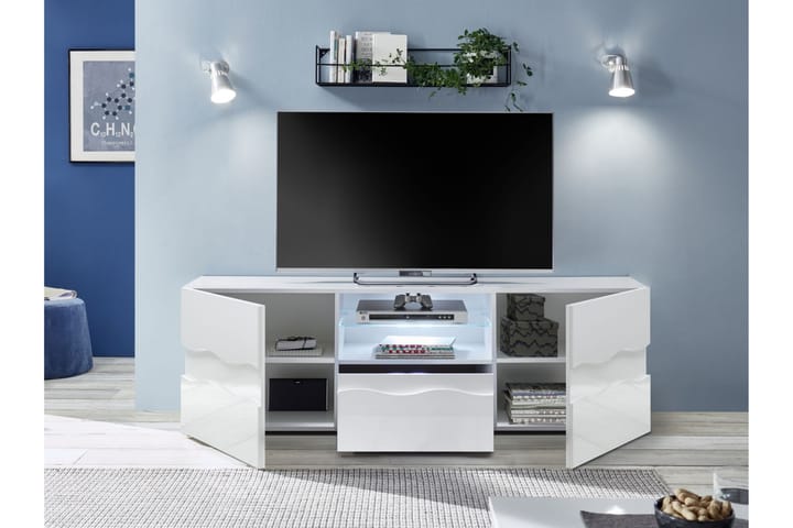 Vilnis TV-bänk 181x42 cm - Vit Högglans - Alla Möbler - Förvaring - Tv bänkar