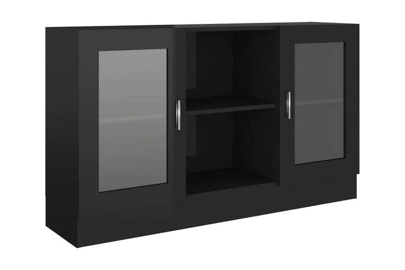 Vitrinskåp svart högglans 120x30,5x70 cm spånskiva - Svart - Alla Möbler - Förvaring - Vitrinskåp