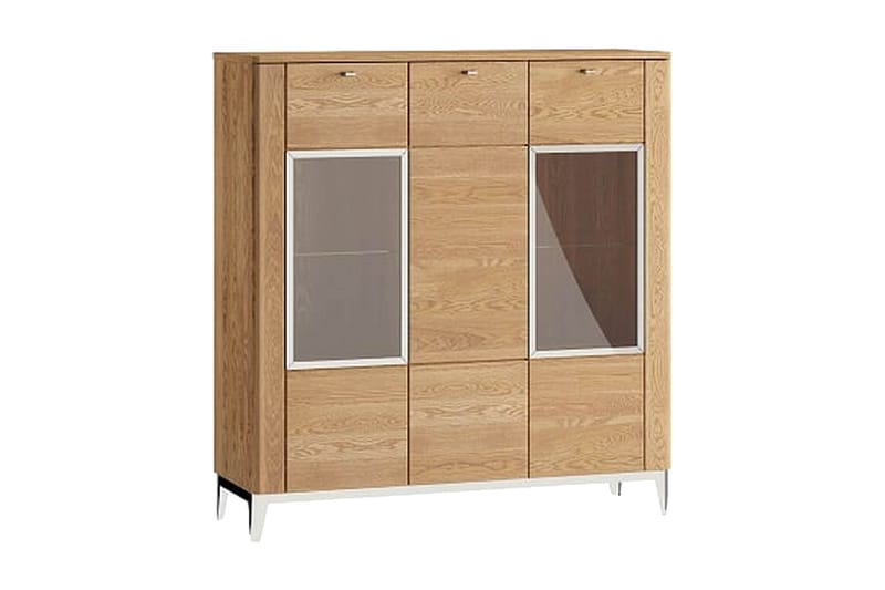 Zinola Vitrinskåp 126 cm 3 Dörrar - Trä/Natur - Alla Möbler - Förvaring - Vitrinskåp