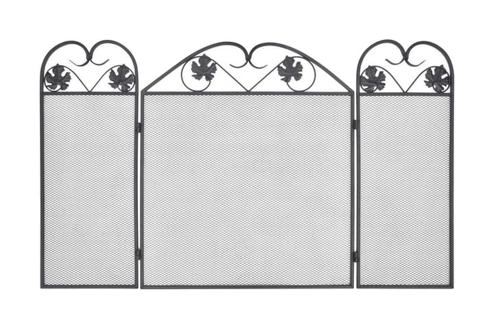 Gnistskydd med 3 paneler järn svart - Svart - Alla Möbler - Kaminer - Tillbehör kaminer