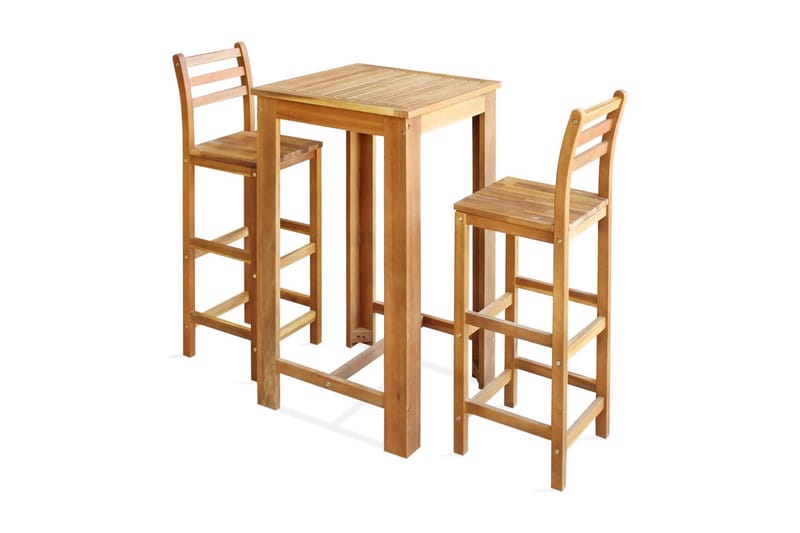 Barbord med barstolar 3 delar massivt akaciaträ - Brun - Alla Möbler - Matgrupper - Matgrupper med 2 stolar
