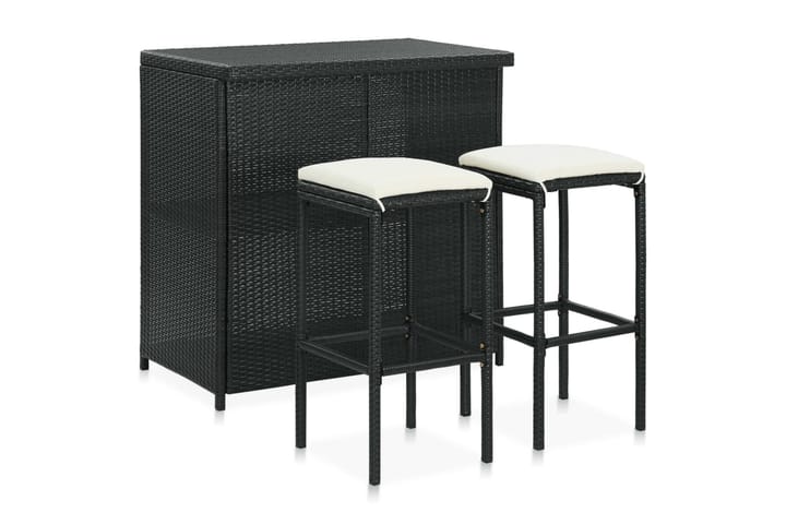 Bargrupp 3 delar konstrotting svart - Svart - Alla Möbler - Matgrupper - Matgrupper med 2 stolar