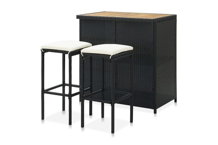 Bargrupp 3 delar konstrotting svart - Svart - Alla Möbler - Matgrupper - Matgrupper med 2 stolar