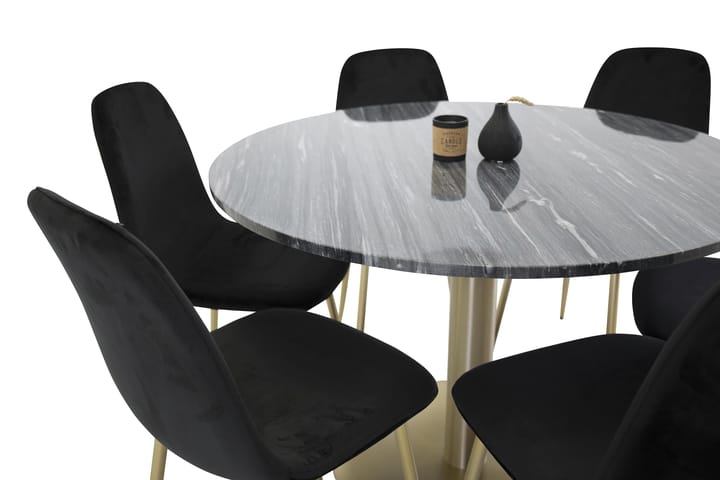 Admira matbord runt svart/mässing+Pontus stol svart/mässing - Alla Möbler - Matgrupper - Matgrupper med 4 stolar