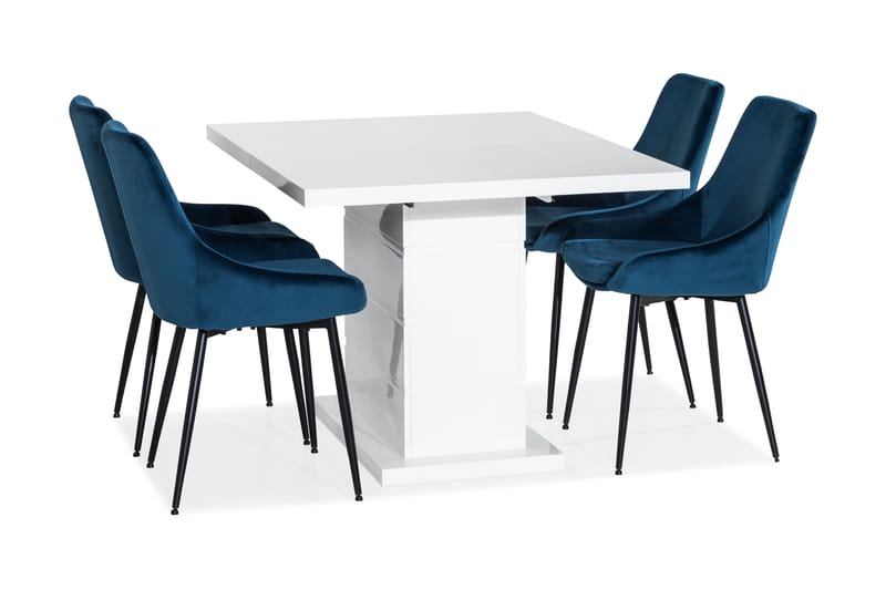 Broby Matgrupp 120 cm med 4 Bolmen Stol - Vit/Blå - Alla Möbler - Matgrupper - Matgrupper med 2 stolar