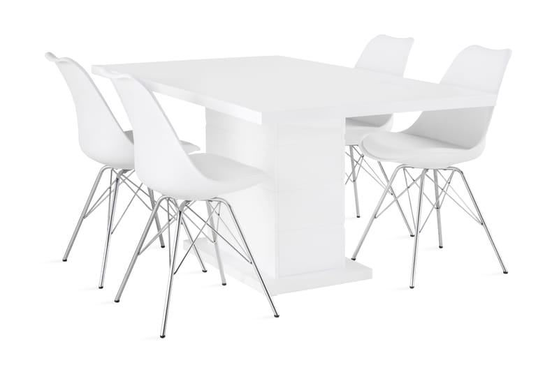Broby Matgrupp Förlängningsbar 160 cm med 4 Ove Stol - Vit - Alla Möbler - Matgrupper - Matgrupper med 4 stolar