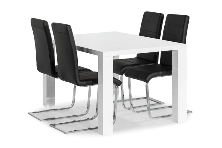 Cibus Matgrupp 140x90 med 4 Stolar - Vit/Svart/Krom - Alla Möbler - Matgrupper - Matgrupper med 4 stolar