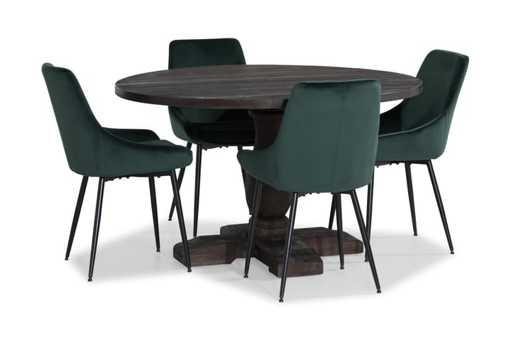 Eiler Matgrupp 130 cm Rund med 4 Bolmen Stol - Vintage Alm/Grön - Alla Möbler - Matgrupper - Matgrupper med 4 stolar