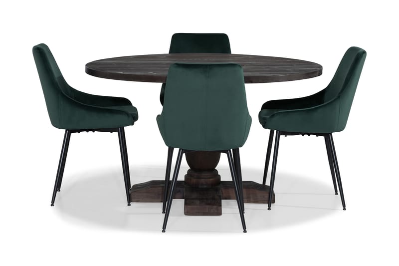Eiler Matgrupp 130 cm Rund med 4 Bolmen Stol - Vintage Alm/Grön - Alla Möbler - Matgrupper - Matgrupper med 4 stolar