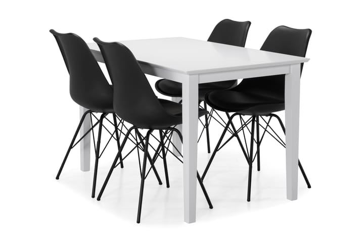 Elina Matbord med 4 st Ove stolar - Vit/Svart - Alla Möbler - Matgrupper - Matgrupper med 4 stolar