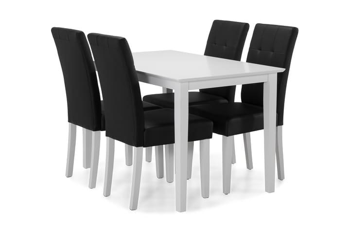 Elina Matgupp med 4 st Dala stolar - Vit/Svart PU - Alla Möbler - Matgrupper - Matgrupper med 4 stolar