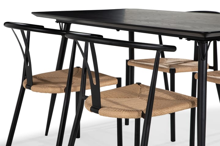 Fenny Matgrupp 140 cm med 4 Anitra Matstol Stål - Svart - Alla Möbler - Matgrupper - Matgrupper med 4 stolar