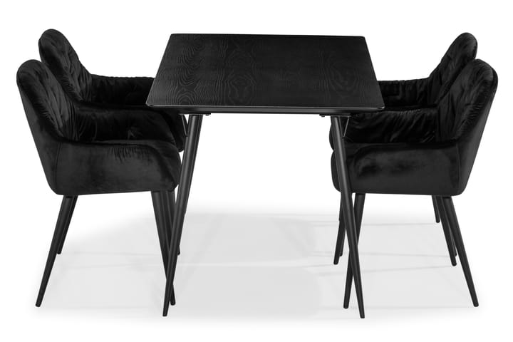 Fenny Matgrupp 140 cm med 4 Brianna Kösstol Sammet - Svart - Alla Möbler - Matgrupper - Matgrupper med 4 stolar