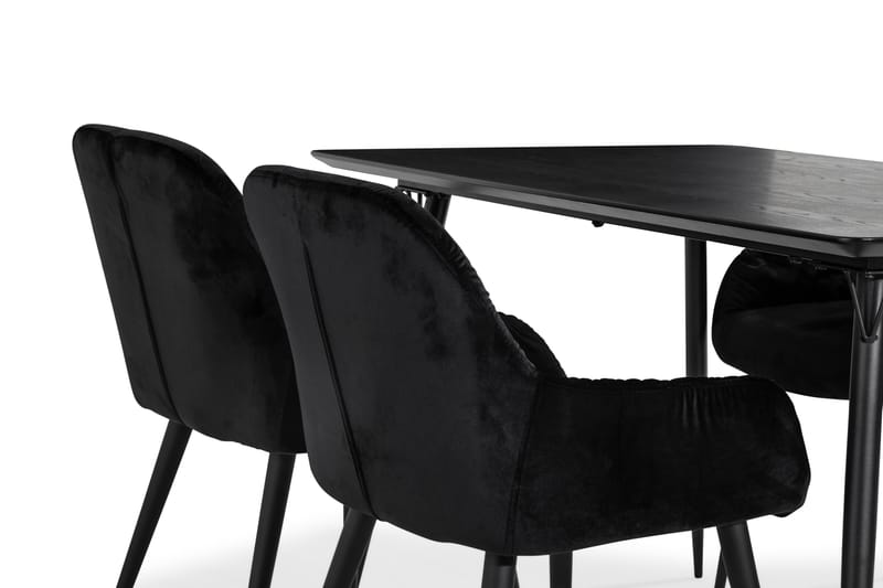 Fenny Matgrupp 140 cm med 4 Brianna Kösstol Sammet - Svart - Alla Möbler - Matgrupper - Matgrupper med 4 stolar