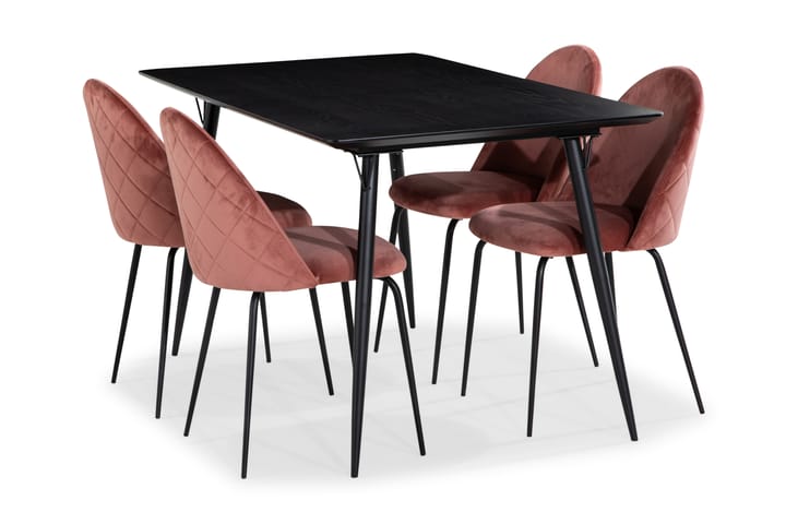 Fenny Matgrupp 140 cm med 4 Signild Köksstol Sammet - Svart - Alla Möbler - Matgrupper - Matgrupper med 6 stolar