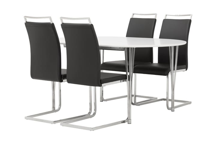 Hyllie Matgrupp Oval med 4 Rydal Stol - Vit/Svart - Alla Möbler - Matgrupper - Matgrupper med 4 stolar