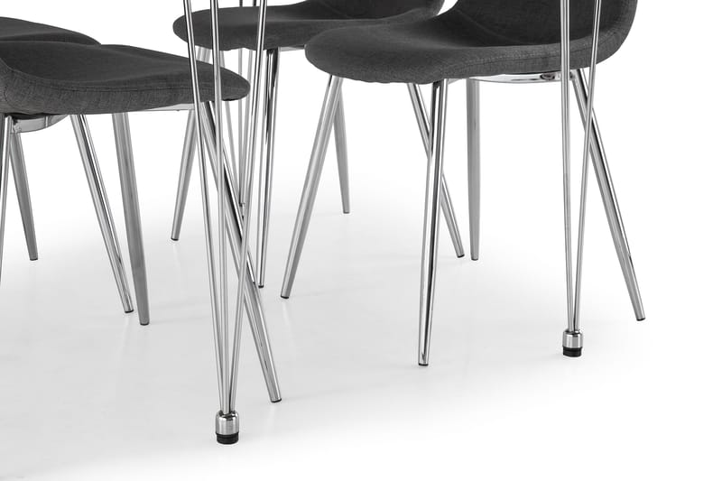 Kronblom Matgrupp 120 cm med 4 Nibe Stol - Vit/Krom/Grå - Alla Möbler - Matgrupper - Matgrupper med 4 stolar
