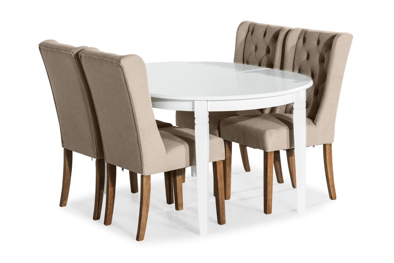 Lisa Matgrupp Förlängningsbar med 4 Gloria Stol - Vit/Beige - Alla Möbler - Matgrupper - Matgrupper med 4 stolar