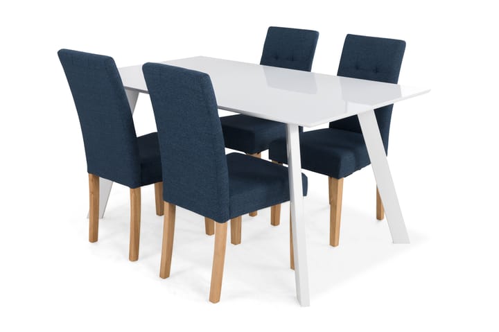 Maja Matgrupp 150 cm med 4 Dala Stol - Vit/Blå/Ek - Alla Möbler - Matgrupper - Matgrupper med 4 stolar