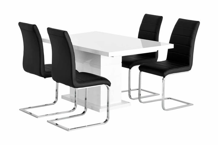 Michelin Förlängningsbart Matgrupp 180 cm med 4 Melby Stol - Vit/Svart - Alla Möbler - Matgrupper - Matgrupper med 4 stolar