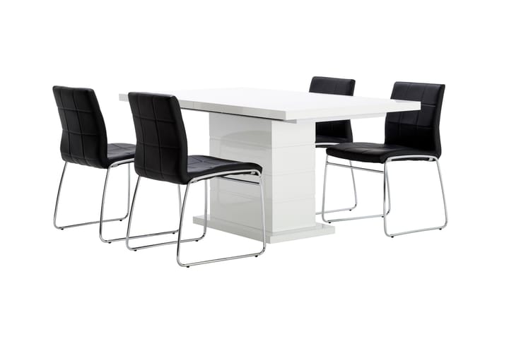 Michelin Matgrupp med 4 Albo Stol - Vit/Svart - Alla Möbler - Matgrupper - Matgrupper med 4 stolar