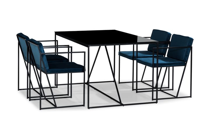 Moure Matgrupp med 4 Stolar - Blå/Svart - Alla Möbler - Matgrupper - Matgrupper med 4 stolar