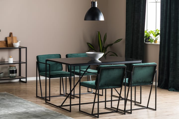 Moure Matgrupp med 4 Stolar - Grön/Svart - Alla Möbler - Matgrupper - Matgrupper med 4 stolar
