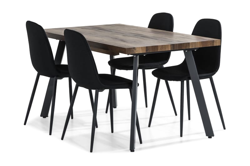 Stackle Förlängningsbar Matgrupp 140 cm med 4 Dan Stol - Brun/Svart - Alla Möbler - Matgrupper - Matgrupper med 4 stolar