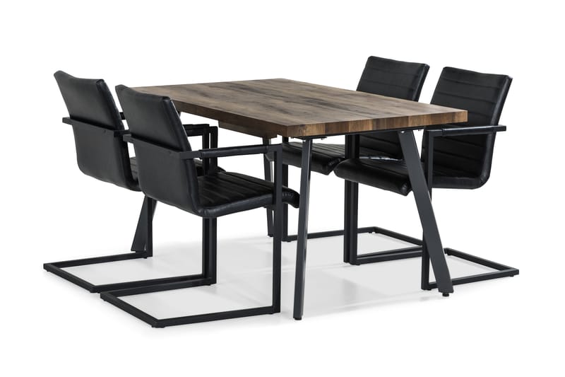 Stackle Förlängningsbar Matgrupp 140 cm med 4 Oxie Stol - Brun/Svart - Alla Möbler - Matgrupper - Matgrupper med 4 stolar