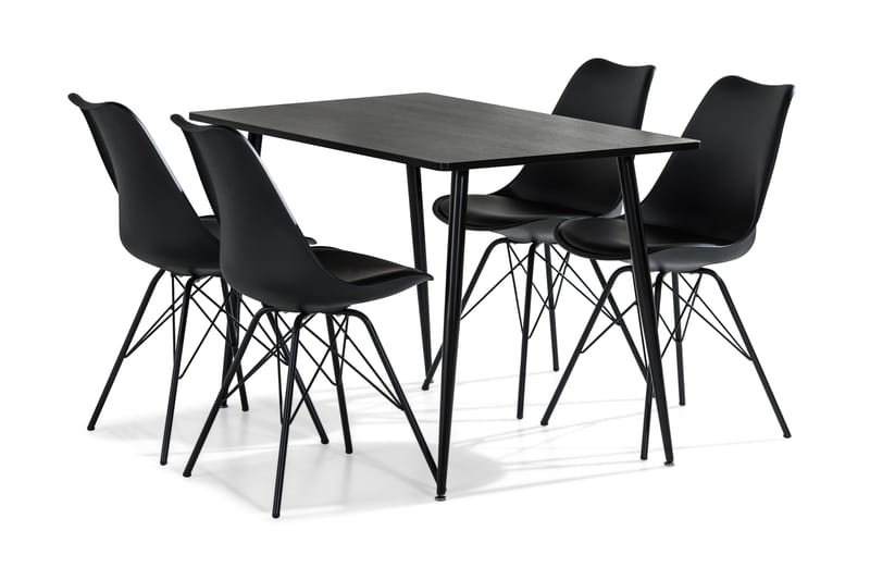 Stackle Matgrupp 120 cm med 4 Dan Stol - Brun/Svart - Alla Möbler - Matgrupper - Matgrupper med 4 stolar