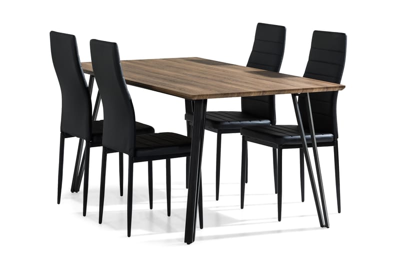 Stackle Matgrupp 160 cm med 4 Meton Stol - Brun/Svart - Alla Möbler - Matgrupper - Matgrupper med 4 stolar