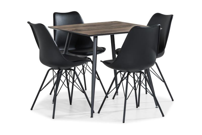 Stackle Matgrupp 80 cm med 4 Ove Stol - Brun/Svart - Alla Möbler - Matgrupper - Matgrupper med 4 stolar