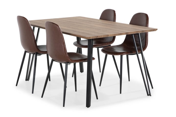 Stackle Matgrupp med 4 Dan Stol - Ek/Brun - Alla Möbler - Matgrupper - Matgrupper med 4 stolar