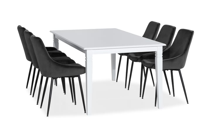 Attarp Förlängningsbar Matgrupp 180 cm med 6 Bolmen Stol - Vit/Grå - Alla Möbler - Matgrupper - Matgrupper med 6 stolar