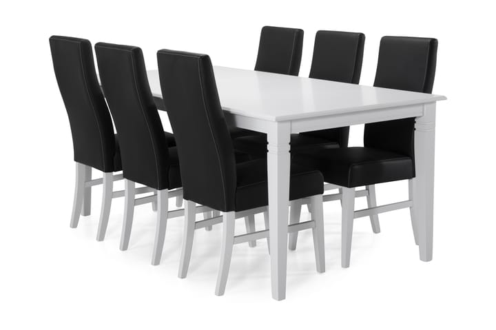 Attarp Matbord med 6 st Ana stolar - Vit/Svart - Alla Möbler - Matgrupper - Matgrupper med 6 stolar