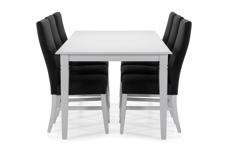 Attarp Matbord med 6 st Ana stolar - Vit/Svart - Alla Möbler - Matgrupper - Matgrupper med 6 stolar