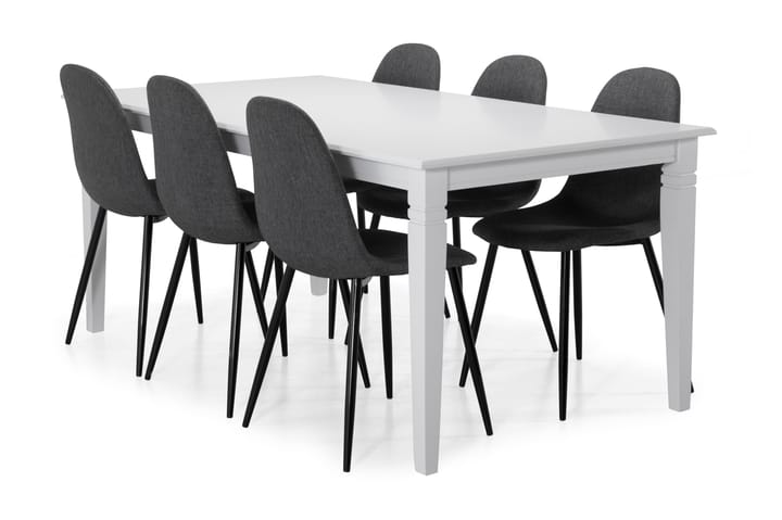 Attarp Matbord med 6 st Dan stolar - Grå/Svart - Alla Möbler - Matgrupper - Matgrupper med 4 stolar