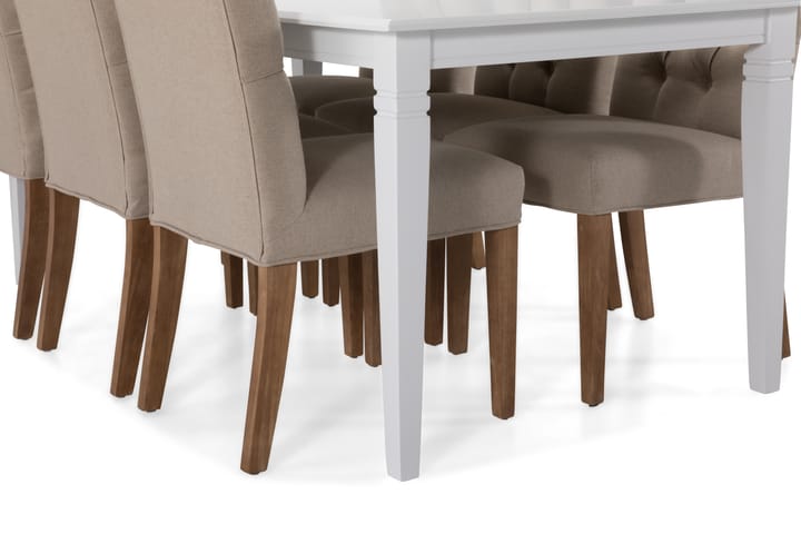 Attarp Matbord med 6 st Moa stolar - Vit/Beige/Vintageben - Alla Möbler - Matgrupper - Matgrupper med 6 stolar