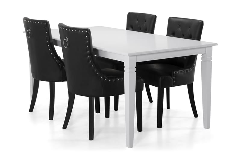 Attarp Matgrupp med 4 Tuva Stol - Vit/Svart - Alla Möbler - Matgrupper - Matgrupper med 4 stolar