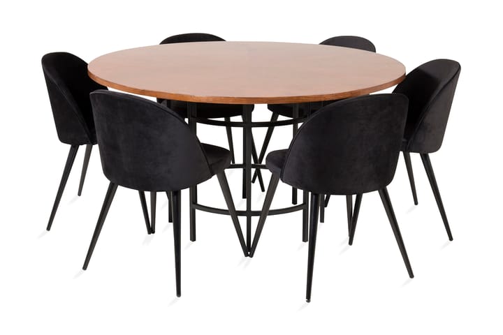 Copenhagen Matgrupp med 6 Didrik Matstolar Sammet Svart - Furniture Fashion - Alla Möbler - Matgrupper - Matgrupper med 6 stolar