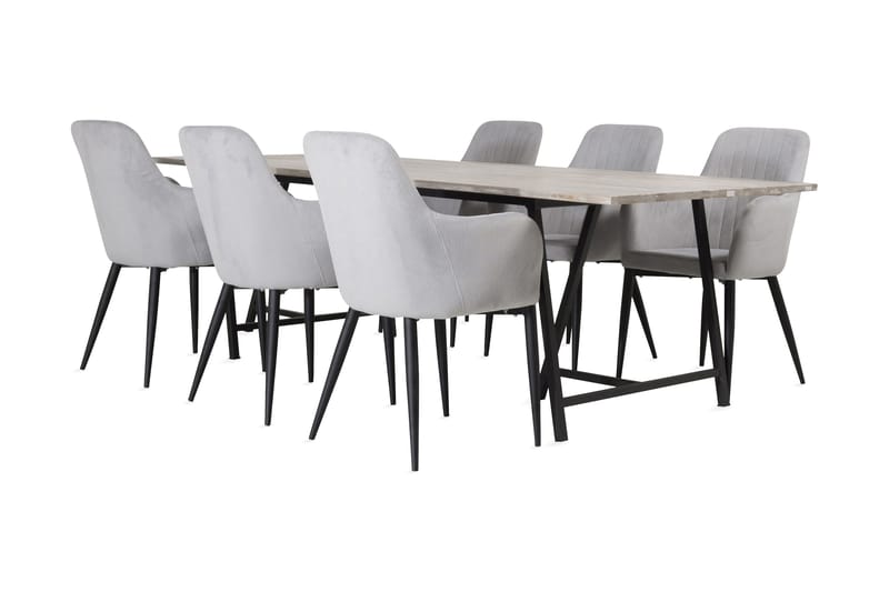 Delmas Matgrupp med 6 Joannie Matstol - Grå - Alla Möbler - Matgrupper - Matgrupper med 8 stolar