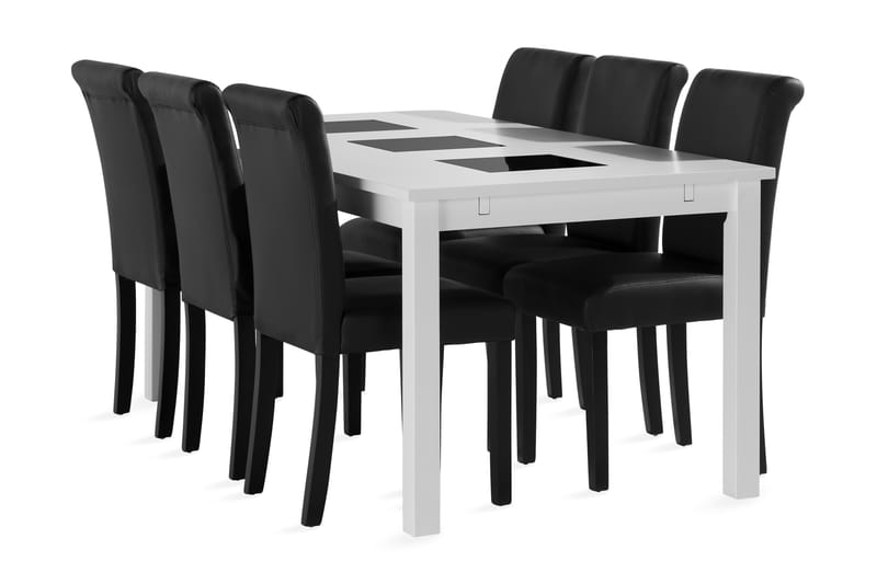 Diana Förlängningsbar Matgrupp 180 cm inkl 6 Romstarbo Stol - Vit - Alla Möbler - Matgrupper - Matgrupper med 6 stolar