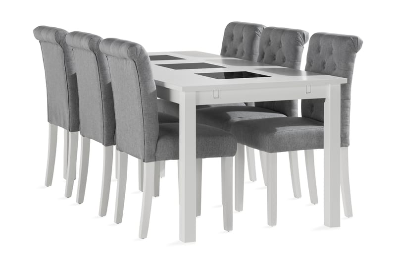 Diana Förlängningsbar Matgrupp 180 cm inkl 6 Vibberbo Stolar - Vit - Alla Möbler - Matgrupper - Matgrupper med 6 stolar