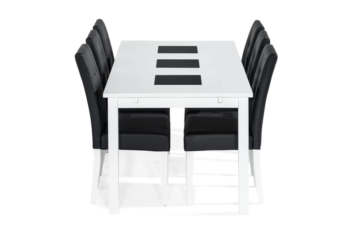Diana Förlängningsbar Matgrupp 180 cm med 6 Dala Stol - Vit/Svart - Alla Möbler - Matgrupper - Matgrupper med 6 stolar