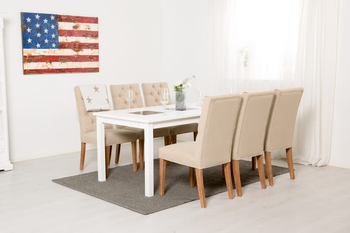 Diana Förlängningsbar Matgrupp 180 cm med 6 Moa Stol - Vit/Beige - Alla Möbler - Matgrupper - Matgrupper med 6 stolar