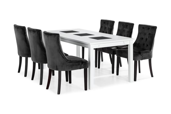 Diana Förlängningsbar Matgrupp 180 cm med 6 Olga Stol - Vit/Grå - Alla Möbler - Matgrupper - Matgrupper med 6 stolar