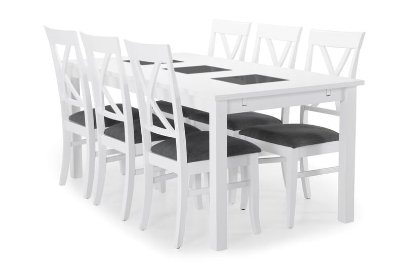 Diana Matbord med 6 st Attarp stolar - Vit - Alla Möbler - Matgrupper - Matgrupper med 6 stolar