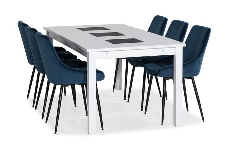 Diana Matgrupp 180 cm med 6 Bolmen Stol - Vit/Blå - Alla Möbler - Matgrupper - Matgrupper med 6 stolar